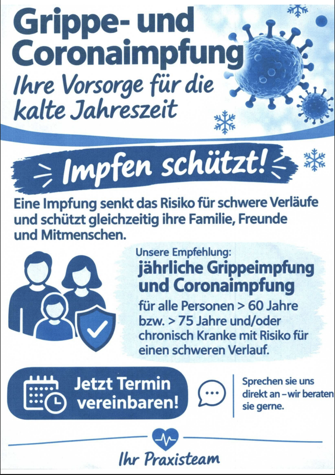 Plakat zur Grippe- und Coronaimpfung